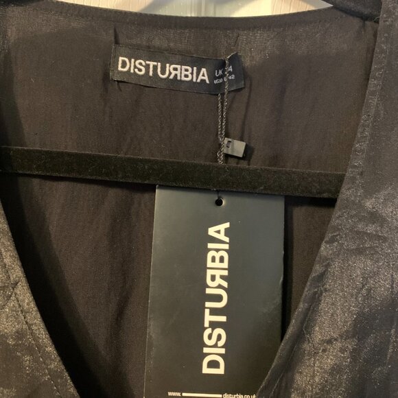 Disturbia Andie Puff Sleeve Dress Women's Size 10 US NEW Black Mini Whimsigothic - Picture 8 of 10